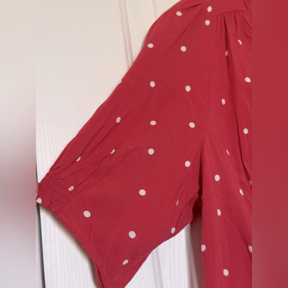 Old Navy Pink Polka Dot Spring Summer Cottagecore Blouse, Small, NWT - Picture 3 of 5